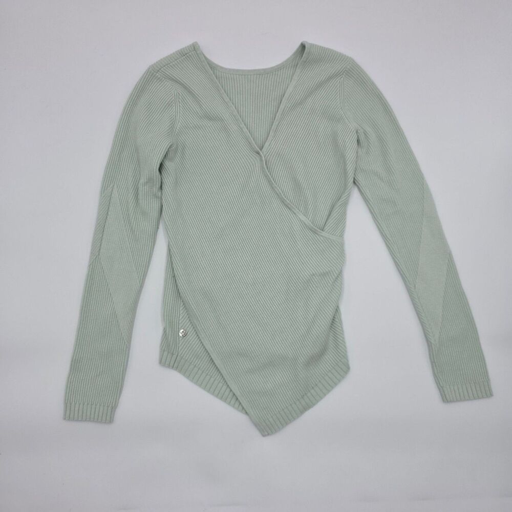 Lululemon Take a Hint Ribbed Wrap Sweater Size 6 Mint Green
